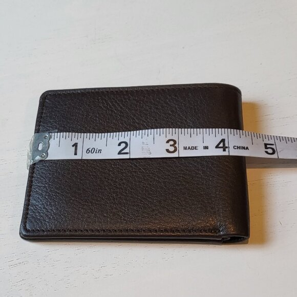 Perry Ellis Leather Bifold Wallet Dark Brown - Picture 10 of 11